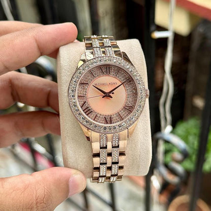Michaeell Kors Harlowe Quartz Crystal Rose-Gold